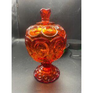 Moon n Star Amberina L. E. Smith Covered Compote